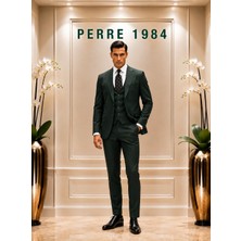 Erkek Slim Fit 3'lü Takım Elbise – Ceket, Yelek ve Pantolon – Likralı Viskon Kumaş