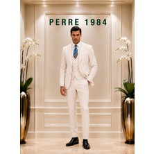 Erkek Slim Fit 3'lü Takım Elbise – Ceket, Yelek ve Pantolon – Likralı Viskon Kumaş
