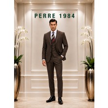 Erkek Slim Fit 3'lü Takım Elbise – Ceket, Yelek ve Pantolon – Likralı Viskon Kumaş