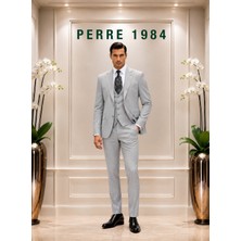 Erkek Slim Fit 3'lü Takım Elbise – Ceket, Yelek ve Pantolon – Likralı Viskon Kumaş