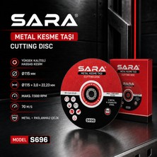Sara S696 115 mm Metal Kesme Taşı – 3,0 × 22,23 Mm, Maksimum 7.500 RPM(10ADET)