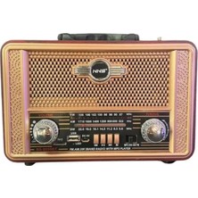 Egecen Buffer® Retro, Nostaljik, Ahşap Tasarım Bluetooth Hoparlörlü, Şarjlı, Taşınabilir Otantik Tasarımlı Fm/am Destekli Radyo NS8098