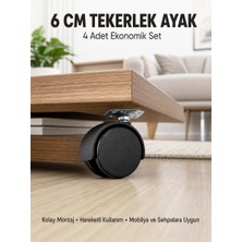 Shopwave Halı ve Beton Uyumlu Kilitsiz Mobilya Tekerleği 4’lü