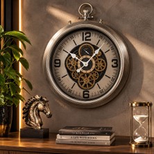 Kasımoğulları Concept Steampunk Duvar Saati 50 cm Büyük Boy, Dekoratif Vintage Metal Saat, Dişli Mekanizmalı, Modern ve Endüstriyel Ev, Ofis, Salon Dekorasyonu Için Şık Duvar Saati