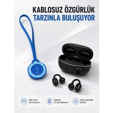 Shopwave Kablosuz Kulaklık ve Mavi Çanta Charm Saat Kampanya Seti Taşınabilir Günlük Kullanım