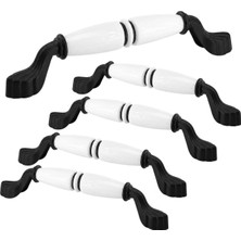 Odea (5 Adet) Cante Porselen Beyaz Siyah Kulp 160 mm 16 cm Mobilya Çekmece Dolabı Dolap Kapak Kulb Kulpu
