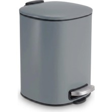 Odea Deconox 5 Lt Koyu Gri Paslanmaz Çelik Pedallı Çöp Kovası, Yavaş Kapanan Asansörlü Kapaklı Metal Çöp Kutusu, Banyo Wc Ofis Için Kompakt, 20X20X27 cm