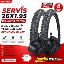 Odea Servis 26X1.95 Dış Lastik (Nitro) Bisiklet Lastiği + Iç Lastik (2 Şer Adet Takım)