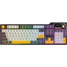 Odea Coverzone Ajazz AK35I V4 Kablosuz Mekanik Klavye, Akıllı Ekran, Rgb Aydınlatma, 3 Bağlantı Modu, Programlanabilir Yazılım, Hot-Swappable Tuşlar, 10000MAH (AK35I V4 - Sarı Siyah)