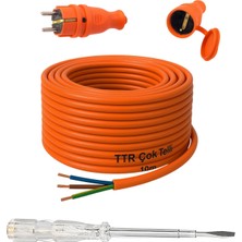 Odea Seyyar 10 Metre Uzatma Kablosu Ttr Cca Çok Telli 3x1.5 mm Elektrik Kablo Kontrol Kalem Dişi Erkek Fiş