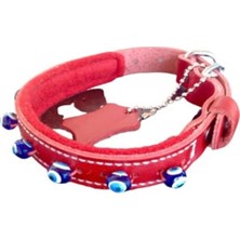 Odea Nazar Boncuklu Kırmızı 2 cm x 36 cm Kedi ve Köpek Tasması