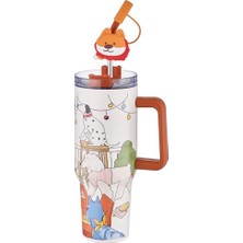 Odea Dıller Quencher Cup 1200 ml Pipetli/rahat Içim Kulplu Paslanmaz Çelik Termos -FFDILLERD9222