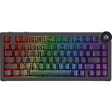 Odea Coverzone Ajazz AK820 V2 White Peach Switch Kablosuz Manyetik Oyuncu Klavyesi 8k Hz 0.01MM Rt 0.125MS Gecikme Tft Ekran 10000MAH Rgb Bluetooth 5.0 2.4ghz Usb-C (AK820 V2 - Black)