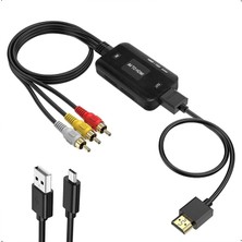Odea Aputue Rca - HDMI Dönüştürücü, Av'den Hdmı'a Dönüştürücü, Rca Kablosu ve HDMI Kablosu ile Birlikte, Pal ve Ntsc Desteği, Kompozit Video Ses Dönüştürücü Adaptör, Oyun Konsolları ve Tv'ler Için