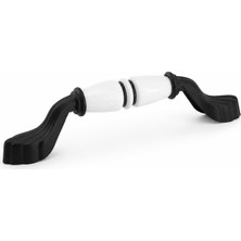 Odea Arelya Porselen Beyaz Siyah Çizgi Kulp 128 mm 12.8 cm Mobilya Çekmece Dolabı Dolap Kapak Kulb Kulpu