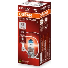 Odea Osram Ampul Night Breaker Laser H3 12V 55W%150'YE Kadar Fazla Işık 150M'YE Kadar Fazla Görüş Açısı,%20'ye Kadar Beyaz Işık 64151NL