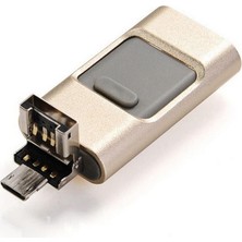 Odea Xspring Flash Sürücü, USB Bellek Sürücü 128GB, Harici Genişletilebilir USB Memory Stick, Cep Telefonu ve Bilgisayarlarla Uyumlu 3'ü 1 Arada Bellek Depolama Sürücüsü (Altın)