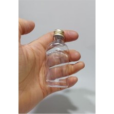 Odea 10 Adet 50ML Pet Plastik Şişe Küçük Gold Metal Kapaklı Çok Amaçlı Shot Şişesi, DAFD345D