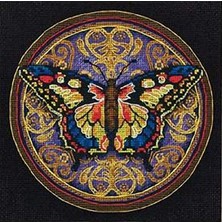 Odea Dimensions Gold Collection Süslü Kelebek Gelişmiş Sayılmış Kanaviçe Kiti, 15,24 cm x 15,24 Cm, Kodlu Iplik Sıralayıcı, 18 Adet
