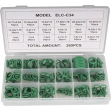 Odea Aee® Klima O-Ring Conta Seti 270 Parça 18 Farklı Ölçü Yeşil Klima O-Ring Lastik Conta Seti R134A R12 R22 R410A Oto Klima Sanayi Klima Sızdırmazlık Conta Tamir Bakım Seti