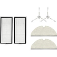 Odea Q5 Max+Plus-Q5 Pro/ Q5 Pro+Plus/ Q8 Max/ Q8 Max+Plus Roborock ile Uyumlu Yan Fırça,hepa Filtre,yüksek Kalite Fiber Mop Paspas Yedek Parça Seti-Beyaz 6 Parça