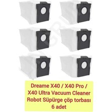 Odea Lin Grup Dreame X40/X40 PRO/X40 Ultra Robot Vacuum Cleaner ile Uyumlu Çöp Torbası - 6 Adet