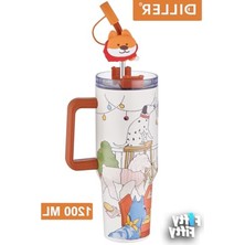 Odea 1200 ml Kapasiteli Paslanmaz Çelik Termos, Rahat Içim Için Pipetli Tasarım