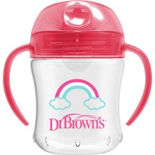 Odea Dr. Brown's 180 ml Silikon Su Oluklu Alıştırma Bardağı Pembe Gökkuşağı Desenli