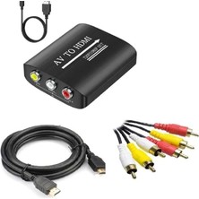 Odea Rca Av To HDMI Dönüştürücü Adaptör, 720P/1080P Çıkış, HDMI Kablo ve Rca Kablo Dahil