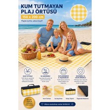 Odea Plaj Havlusu, Piknik Örtüsü, Plaj Matı, Çantalı Plaj Hasırı,kamp Battaniyesi, Kamp Matı, Katlanabilir, Hafif, Su Geçirmez, Piknik Matı Kum Geçirmez (Beyaz-Sarı Kare)