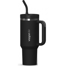 Odea Tumbler Quencher Cup 1200 ml Pipetli Rahat Içim Kulplu SUS304 Paslanmaz Çelik 1.2l Termos 1103-1200ML Siyah
