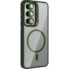 Vintessy Galaxy S24 Fe Remim Lensli Magsafe Standlı Kapak - Koyu Yeşil
