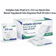 Vintessy Yetişkin Göz Pedi 6.5 x 9.5 cm Steril Göz Bandı Yapışkanlı Göz Kapama Pedi 50 Adet 1 Kutu