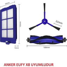 Odea Lin Grup Anker Eufy X8 ile ile Uyumlu Ana Fırça Yan Fırça ve Hepa Filtre Seti