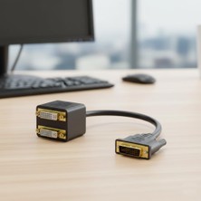 Odea 24+1 DVI Erkek To 2x 24+5 DVI Dişi Çoklayıcı Kablo 32CM