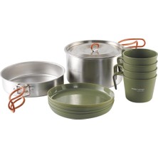 Odea Easy Camp Moss 4 Cook Set 4 Kişilik Paslanmaz Çelik Kamp Yemek Seti