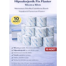 Vintessy Hipoalerjenik Fix Flaster 10 cm x 10 M 10 Adet Nonwoven Medikal Sabitleme Bandı Yapışkanlı Pansu
