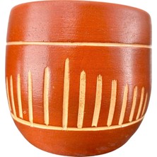 Odea Bitki Tasarımı Ev Dekorasyon Aksesuar Dik Çizgi Desenli Toprak Saksı Saksılık Salon Çiçeklik - 19 cm