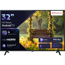 Odea Conti 32" Hd Ready Android Tv (CT32AN300H),HDR, Dolby Vision & Atmos, Chromecast Built-In, Wi-Fi, Bluetooth 5.1, Dahili Uydu Alıcı, 2x Hdmı, 2x Usb, Voice Control