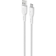 Odea Hkm Tech Knıt 2A Çıkış, Usb-A To Type-C Şarj ve Data Aktarım Kablosu, Örgü Tasarım, 1 Metre, Beyaz