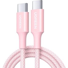 Odea Ugreen Usb-C 100W 5A Qc Pd Örgülü Hızlı Şarj Kablosu, 1 Metre, Pembe, 65251