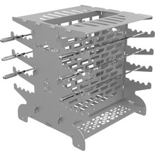 Odea Kamp Ayısı® 2mm Galvaniz Metal Grillspett™ Çift Taraflı Dikey Şiş Mangal Izgarası - 6 Şiş Hediyeli, Özel Taşıma Çantalı