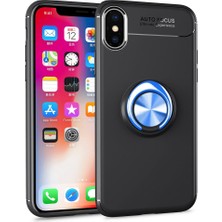 Vintessy iPhone Xs Max Kılıf Range Yüzüklü Silikon - Siyah-Mavi