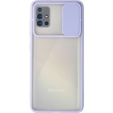 Vintessy Galaxy A71 Kılıf Palm Buzlu Kamera Sürgülü Silikon - Lila