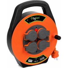 Odea Makaralı Uzatma Kablosu, 4 Prizli, IP44, Dış Mekan Uzatma Kablosu, Termal Koruma, Güç Gösterge Işığı, 16A, 250V, Bahçe, Atölye, Şantiye Ev Kullanımı, Profesyonel Kalite (3x1,5 Mm²/10 M) (Kapaklı)