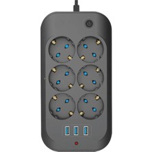 Odea Fillikutum Termal Akım Korumalı Priz Çocuk Korumalı 6'lı 2 Metre Uzatma Kablosu 6xpriz 3xusb Priz