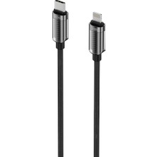 Odea Hkm Tech Knıt Glam 30W Hızlı Şarj Destekli, Type-C To Lightning Şarj ve Data Aktarım Kablosu, 1 Metre, Siyah