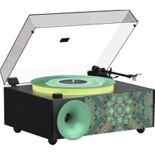 Odea Fennessy I5S Bluetooth Hoparlörlü 45W Hi-Fi Işıklı Retro Pikap Plakçalar Turntable, Miracle National Library Of China