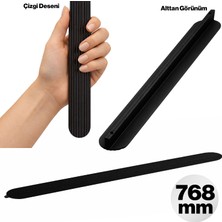 Odea Aytuğ Geniş T Çizgili Oval Siyah Çekmece Kulp 768 mm Modern Uzun Dolap Kapak Kulbu Şık Tasarım