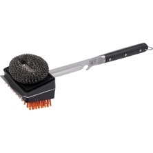 Odea Oklahoma Joe's 1517365R06 Blacksmith Combo Izgara Fırçası, Değiştirilebilir Naylon ve Çelik Yün Başlıklı, Gümüş ve Siyah